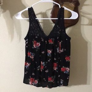 Cute small black floral crop top
